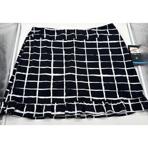 Women’s Ibkul Ruffle Trim Skort 152356 Black White Tennis Sz XL READ*